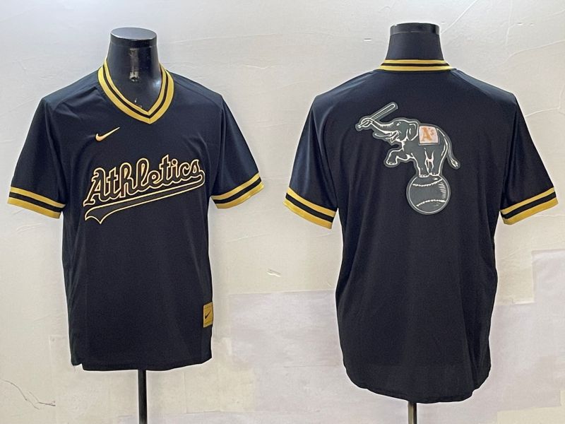 Men Oakland Athletics Blank Black Gold Game 2025 Nike MLB Jersey style 1->oakland athletics->MLB Jersey